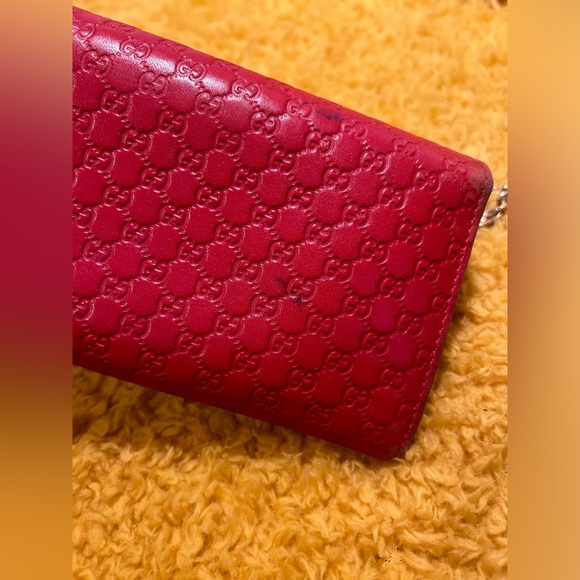 Gucci Guccissima Red Heart Continental Long Wallet w/ Chain - Picture 15 of 16